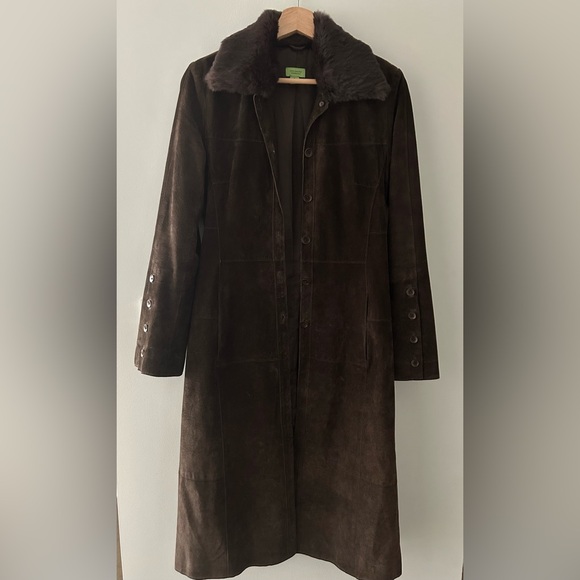 Beautiful Long Brown Suede Trench Coat - Picture 1 of 3